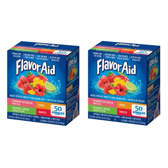 Flavor Aid Singles To Go Aguas Frescas Variety Pack, 2 Boxes, 100 sticks